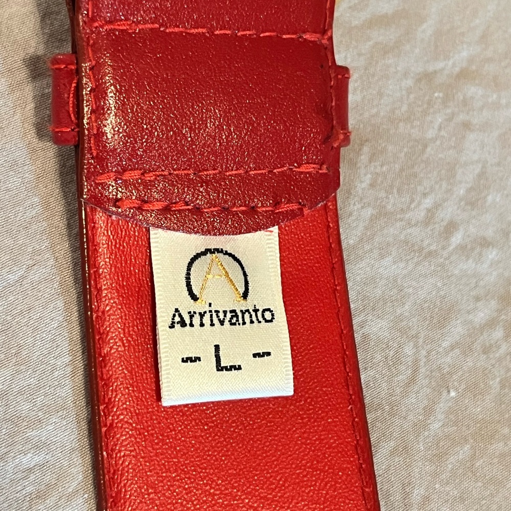 Arrivanto Red Leather Belt with Coins - Picture 8 of 9